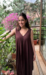 Thumbnail for trueBrowns Cola Brown Sleeveless Flared Kurta Pant Set - Distacart