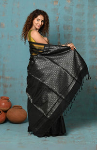 Thumbnail for Very Much Indian Anokhi - Handloom Pure Silk Designer Saree - Black and Yellow Designer (Limited Edition)