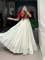 Thumbnail for Lorenvalley Pure Rayon White Plain With Gota Patti Touch Up Lehenga Choli with Dupatta - Distacart