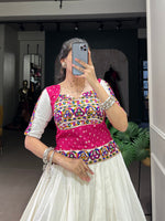 Thumbnail for Lorenvalley White Pure Cotton Plain With Gota Patti Touch Up Lehenga Choli - Distacart
