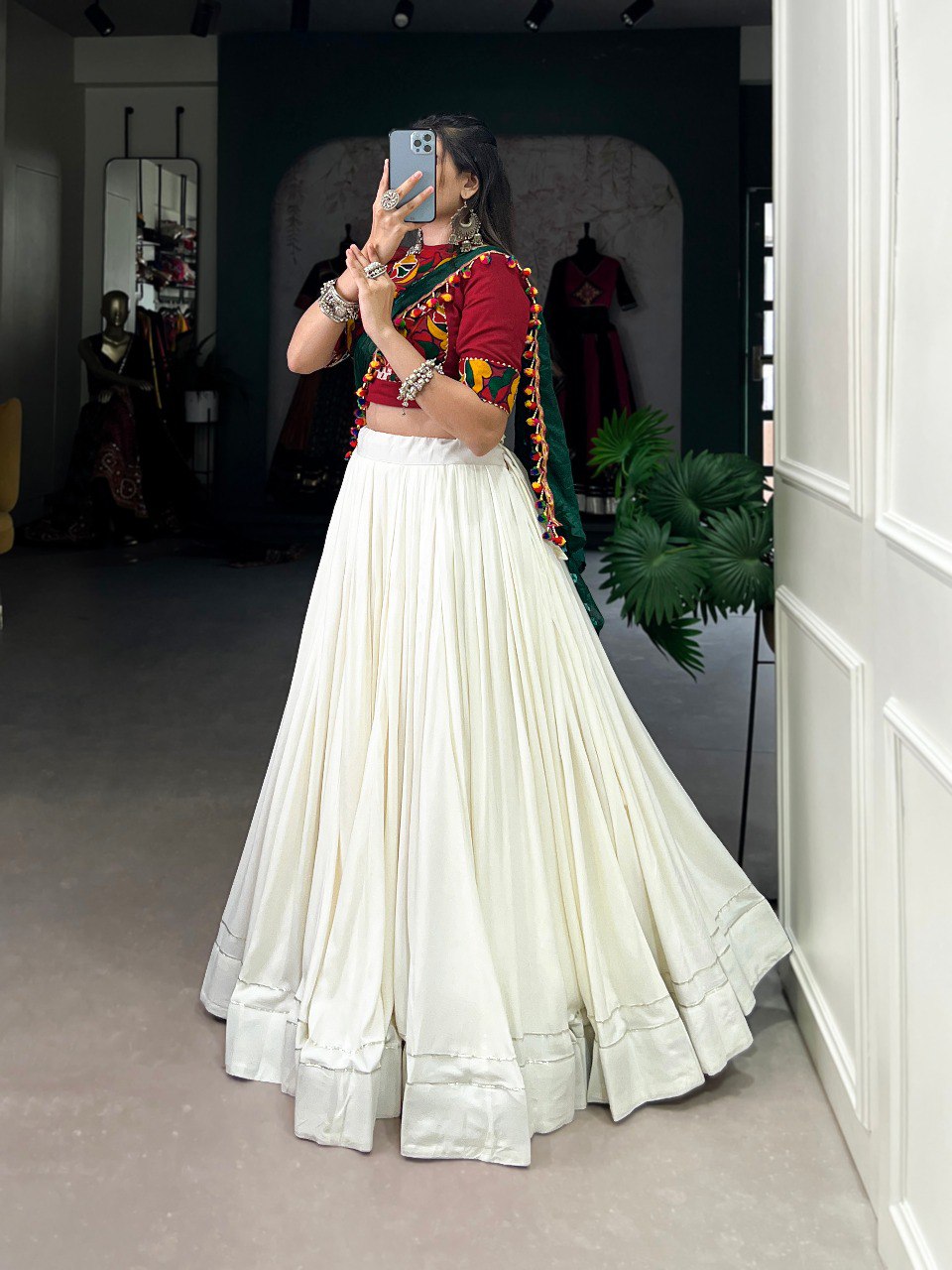 Lorenvalley Pure Rayon White Plain With Gota Patti Touch Up Lehenga Choli with Dupatta - Distacart