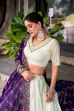 Thumbnail for Lorenvalley Fashion White Pure Rayon Lace Touch Up Lehenga Choli with Dupatta