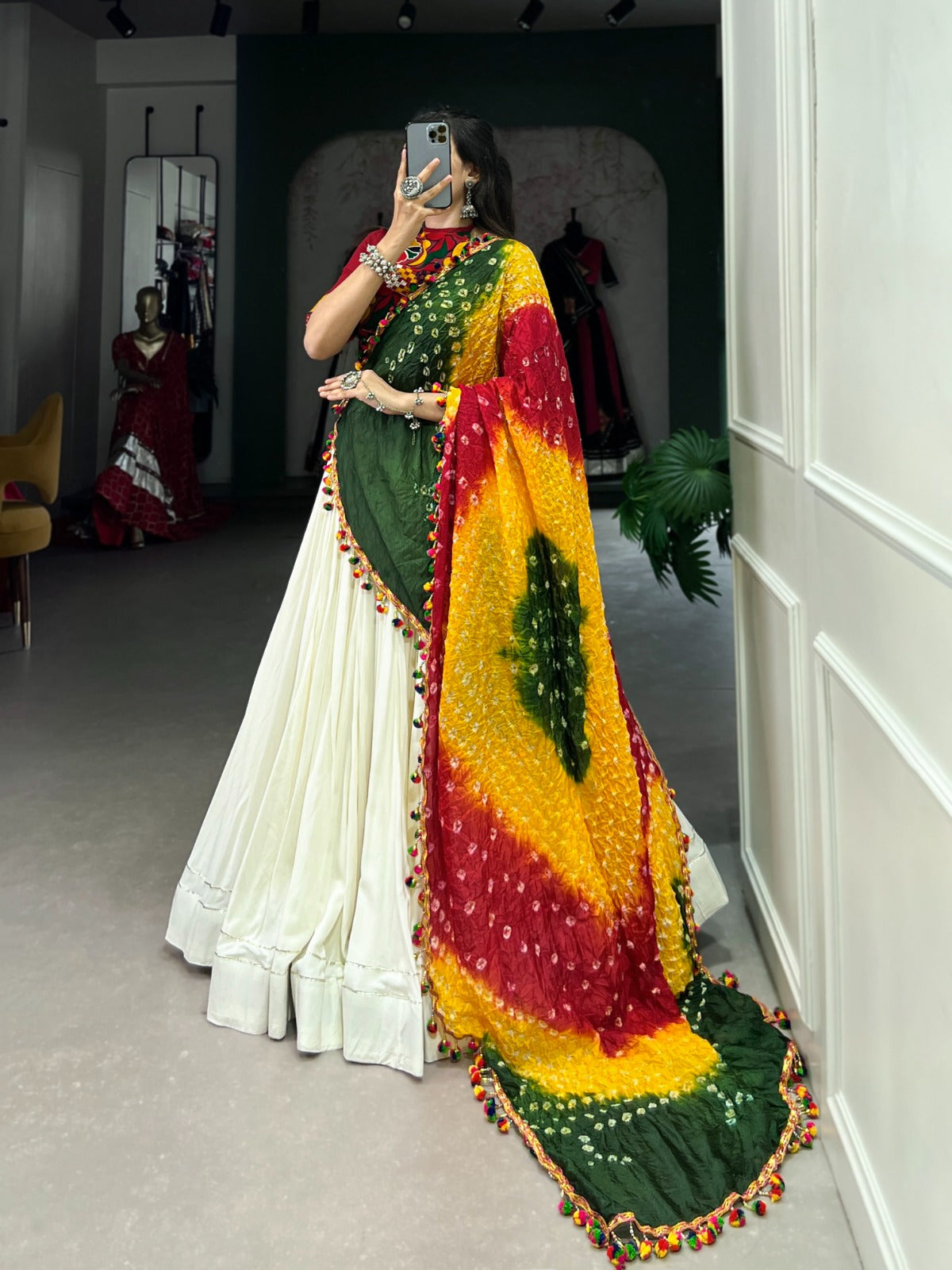 Lorenvalley White Pure Rayon with Plain With Gota Patti Touch Up Lehenga Choli - Distacart