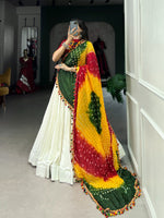 Thumbnail for Lorenvalley White Pure Rayon with Plain With Gota Patti Touch Up Lehenga Choli - Distacart