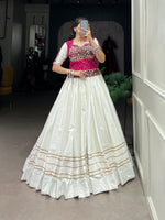 Thumbnail for Lorenvalley Pure Cotton White Plain With Gota Patti Touch Up Lehenga Choli - Distacart