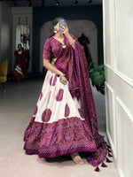 Thumbnail for Lorenvalley Wine Tussar Silk with Bandhej Print Lehenga Choli - Distacart