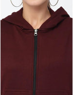 Thumbnail for PAVONINE Wine Color Casual Winter Wear Hoodie Sweatshirt For Girls - Distacart