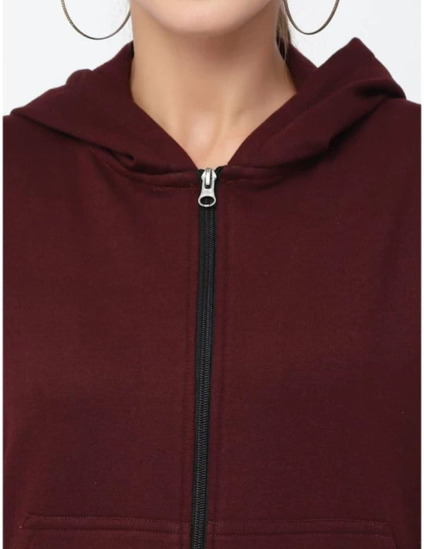 PAVONINE Wine Color Casual Winter Wear Hoodie Sweatshirt For Girls - Distacart