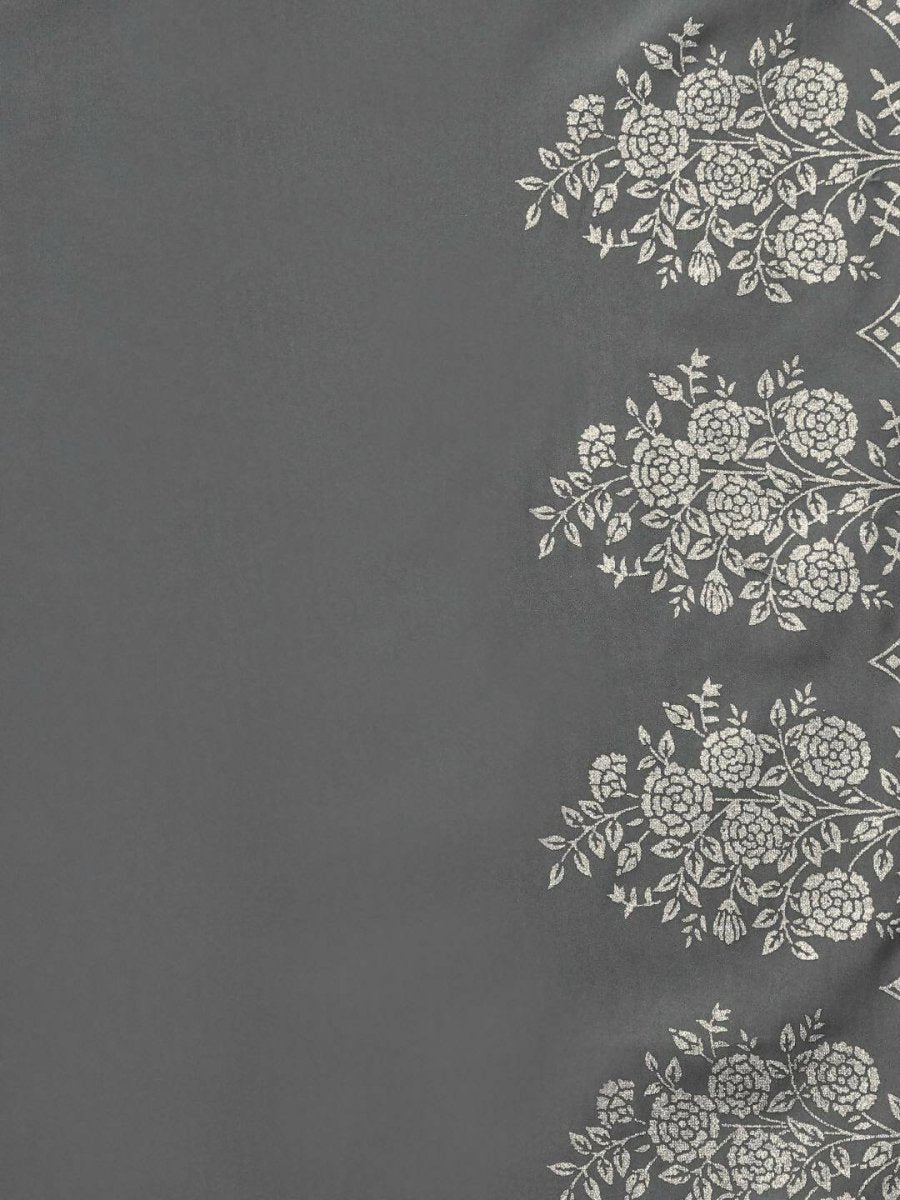 Ahalyaa Grey Crepe Printed Kurta Palazzo Set With Dupatta - Distacart