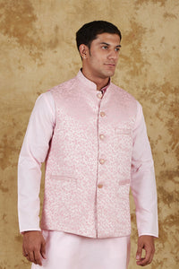Thumbnail for Bluesaanchi Men's Jacquard Misty Rose Waistcoat