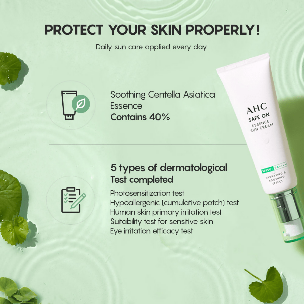 AHC Safe On Essence Sun Cream With SPF 50+ & PA++++ - Korean skincare