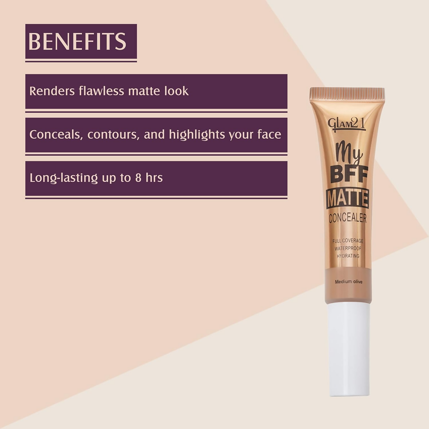 Glam21 My BFF Matte Liquid Concealer For All Skin Tone Matte Finish - Medium Olive - Distacart