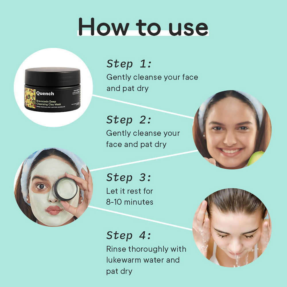 Quench Vitamin E Deep Cleansing Clay Mask with Avocado Removes Impurities & Refines Pores - Distacart