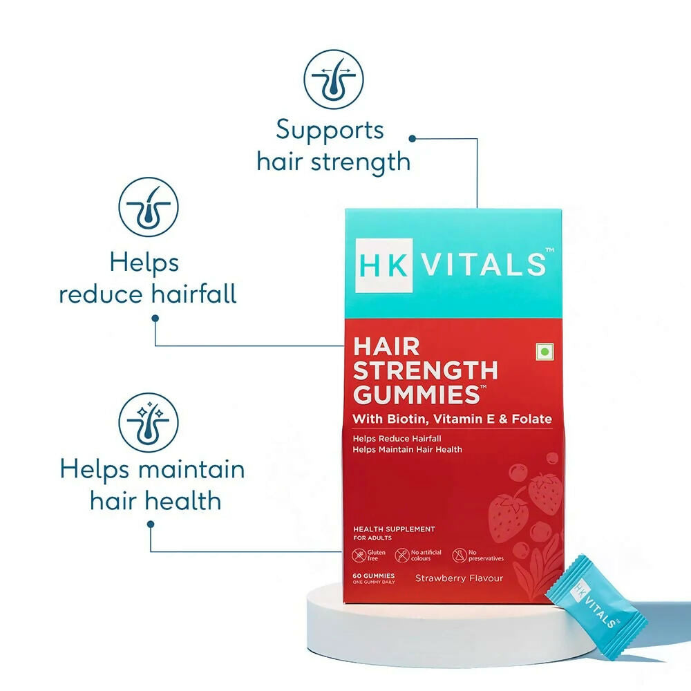 HK Vitals Hair Strength Biotin Gummies - Strawberry Flavor - Distacart
