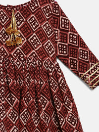 Thumbnail for Ahalyaa Maroon Rayon Printed Kurta Palazzo Sets for Kids For Girls - Distacart