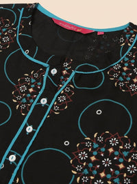 Thumbnail for Anubhutee Black & Blue Printed Straight Kurti - Distacart