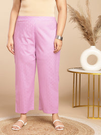 Thumbnail for Janasya Straight Jacquard Lavender Self Design Round Neck Co-Ords
