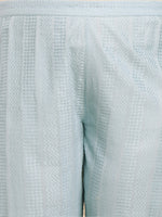 Thumbnail for Janasya A-Line Jacquard Light Blue N/A Collar Co-Ords - Distacart