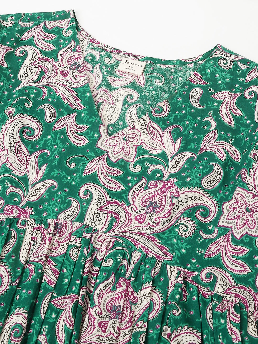 Janasya Dark Cotton Floral Tiered Dress