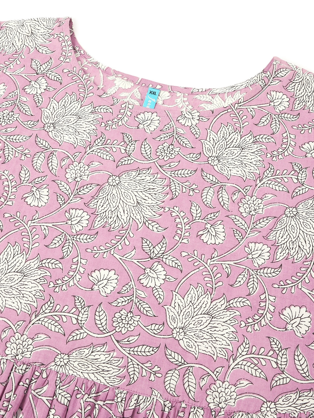 Janasya Light Cotton Floral Tiered Dress