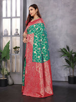 Thumbnail for Joban Fashion Banarasi Green Woven Soft Silk Saree