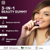 Thumbnail for What's Up Wellness Beauty Gummies With Biotin, Zinc, Folic Acid For Hair, Skin & Nails