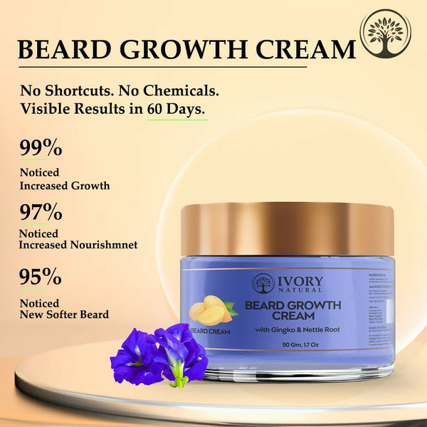 Ivory Natural Beard Growth Cream - Biotin Boosted Hair Follicle For New Hair Cycle - Distacart