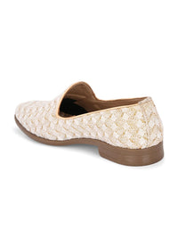 Thumbnail for House of Pataudi Men Ethnic Embroidered Slip On Mojaris Shoes