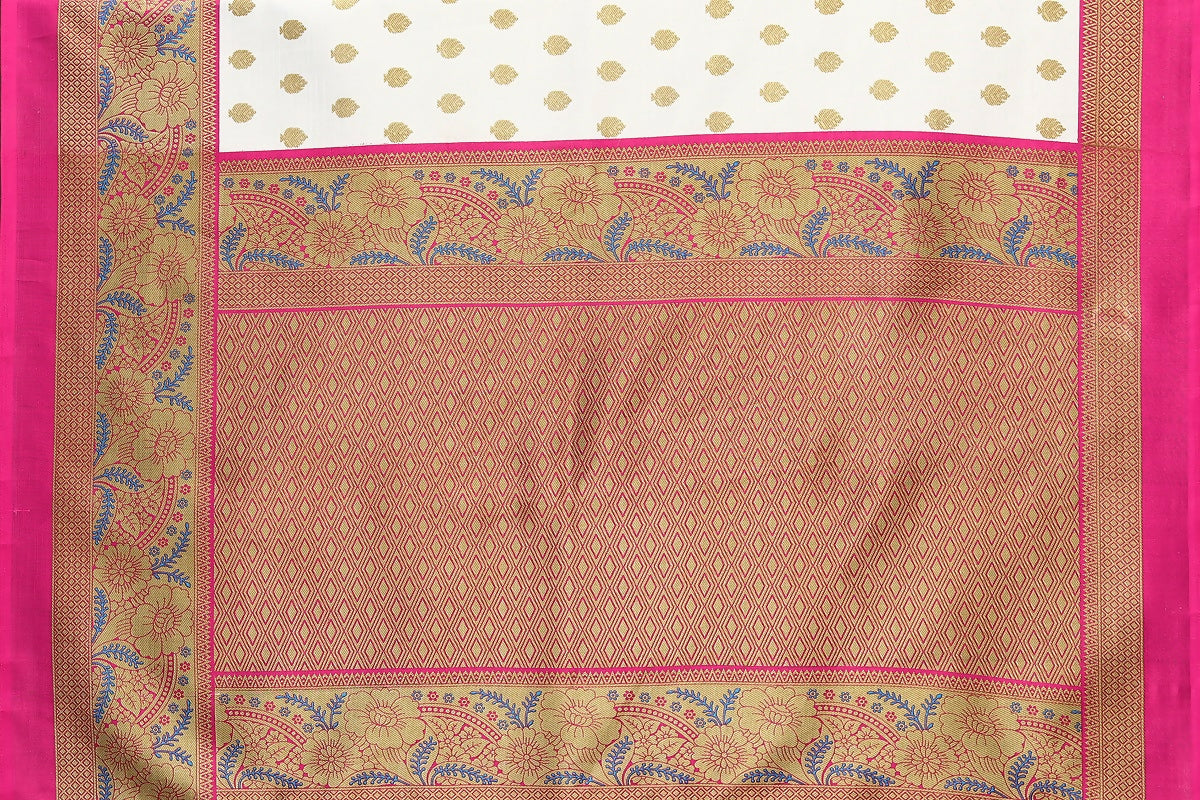 Vamika white & pink Printed Art Silk Saree - Distacart