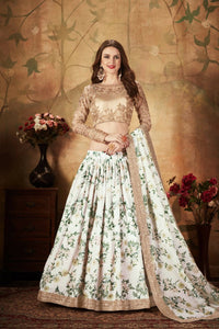 Thumbnail for Aastha Fashion Women's Breathtaking Off-White Sabyasachi Floral Printed Organza Silk Party Wear Lehenga Choli With Blouse - Distacart