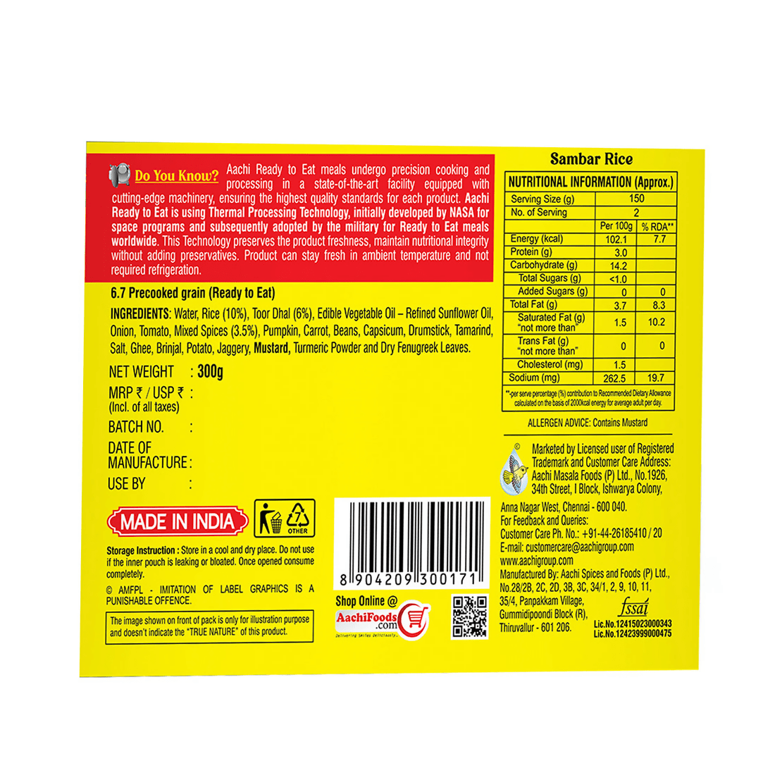 Aachi Instant Sambar Rice