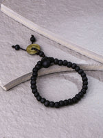 Thumbnail for NVR Men Black Beaded Elasticated Rakhi With Roli Chawal - Distacart
