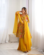Thumbnail for Evanik Yellow Pure Romance Silk With Print Kediya With Palazzo Suit