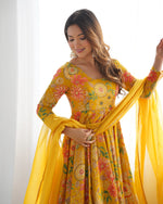 Thumbnail for Evanik Yellow Pure Romance Silk With Print Kediya With Palazzo Suit