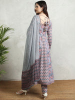 Thumbnail for Vishudh Women Floral Printed Regular Pure Cotton Kurta with Trousers & With Dupatta - Distacart