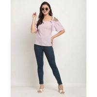 Thumbnail for Aastha Fashion Women's Light Purple Polyester Solid Casual Top - Distacart