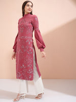 Thumbnail for Vishudh Women Floral Printed Chikankari Kurta - Distacart