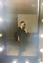 Thumbnail for trueBrowns Black Dobby Flared Slit Kurta Pant Set - Distacart