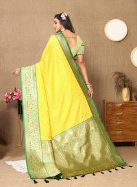 Thumbnail for Lorenvalley Fashion Yellow Soft Silk weaving Design Rich Zari Weaving Saree