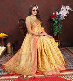Thumbnail for Lorenvalley Fashion Yellow Soft Katan Silk Woven Design Rich Zari Weaving Pallu Saree - Distacart