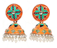 Thumbnail for Elite Trading Yellow Meenakari jhumka-Big Size