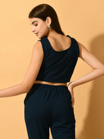 Thumbnail for Myshka Women's Navy Blue Solid Party Top - Distacart