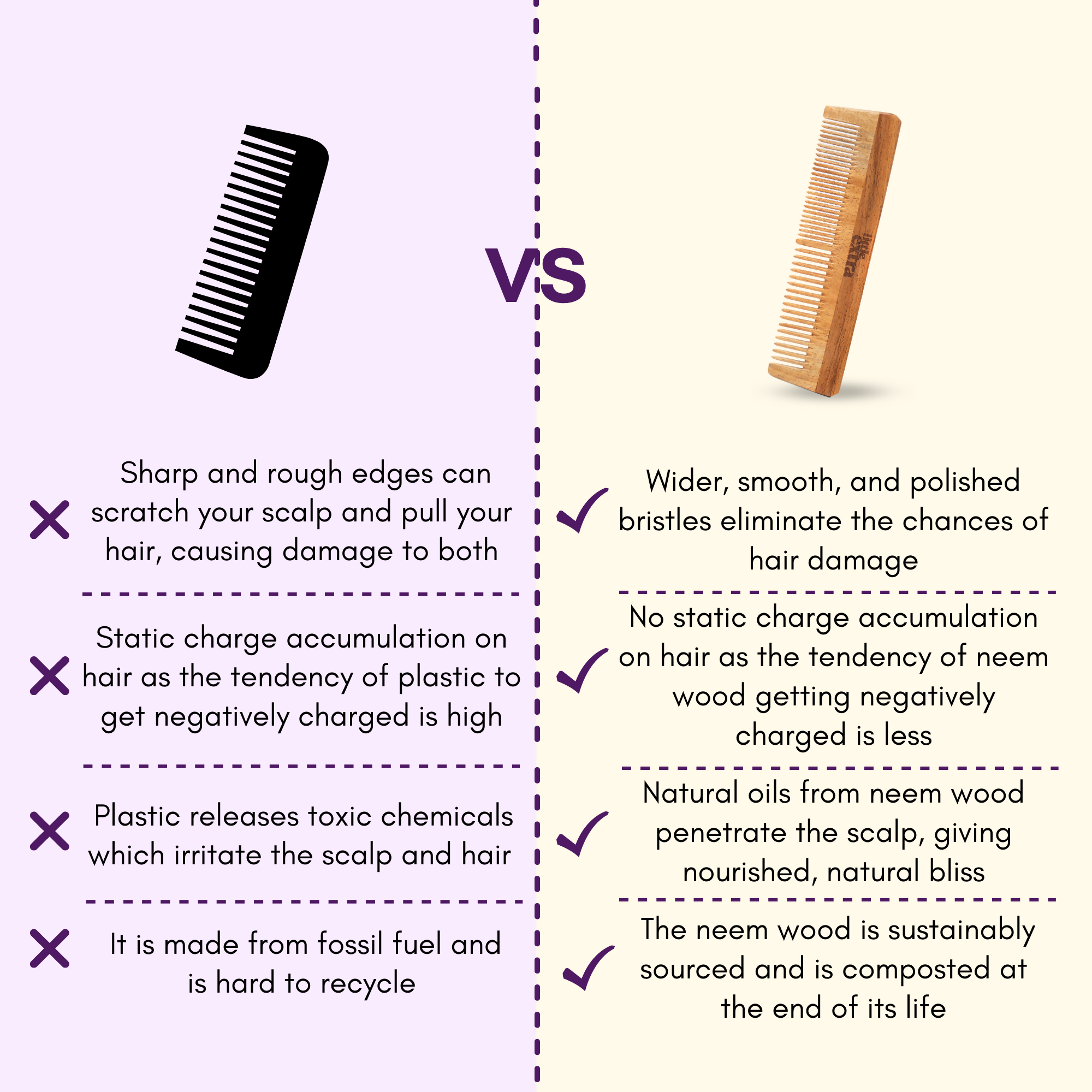 Little Extra Dual Tooth Neem Wood Comb - Distacart