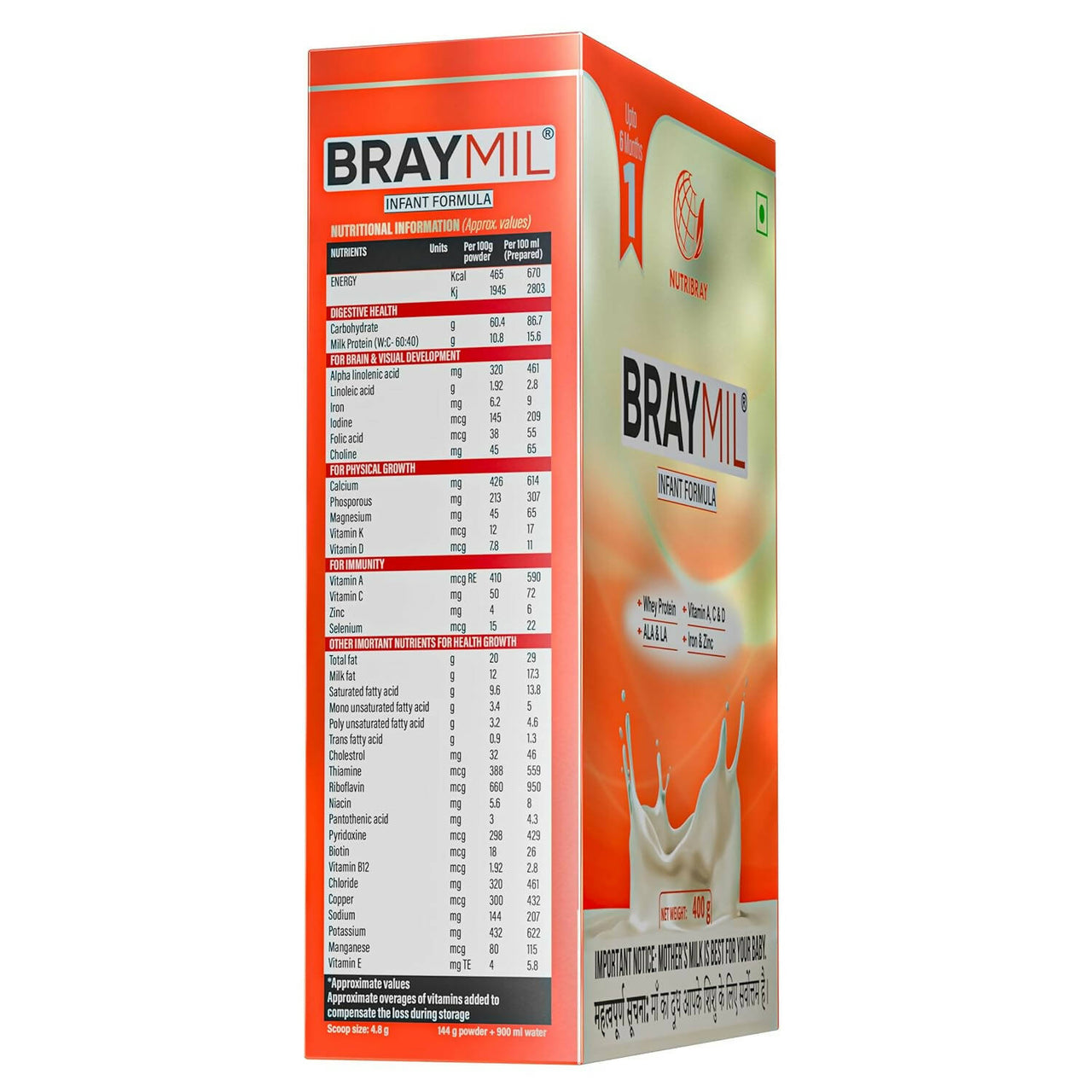 Braymil 1 Infant Formula Milk Powder (Upto 6 Months) - Distacart