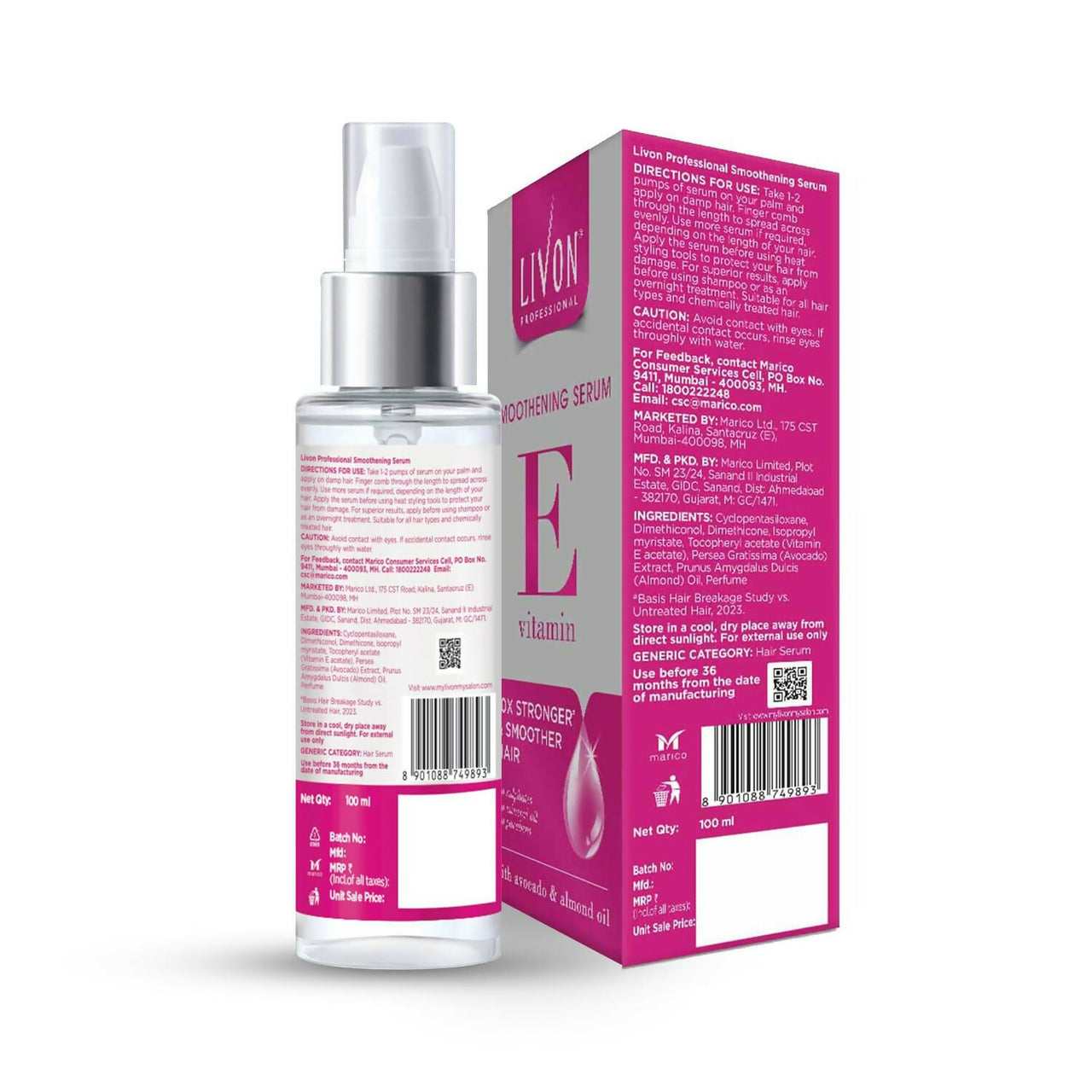 Livon Professional Smoothening Serum For Women & Men With Vitamin E - Distacart