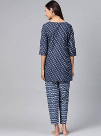 Thumbnail for Anubhutee Blue Pure Cotton Printed Night suit - Distacart