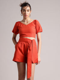 Thumbnail for Zaccai Women's Rust Poplin Solid Co-Ords