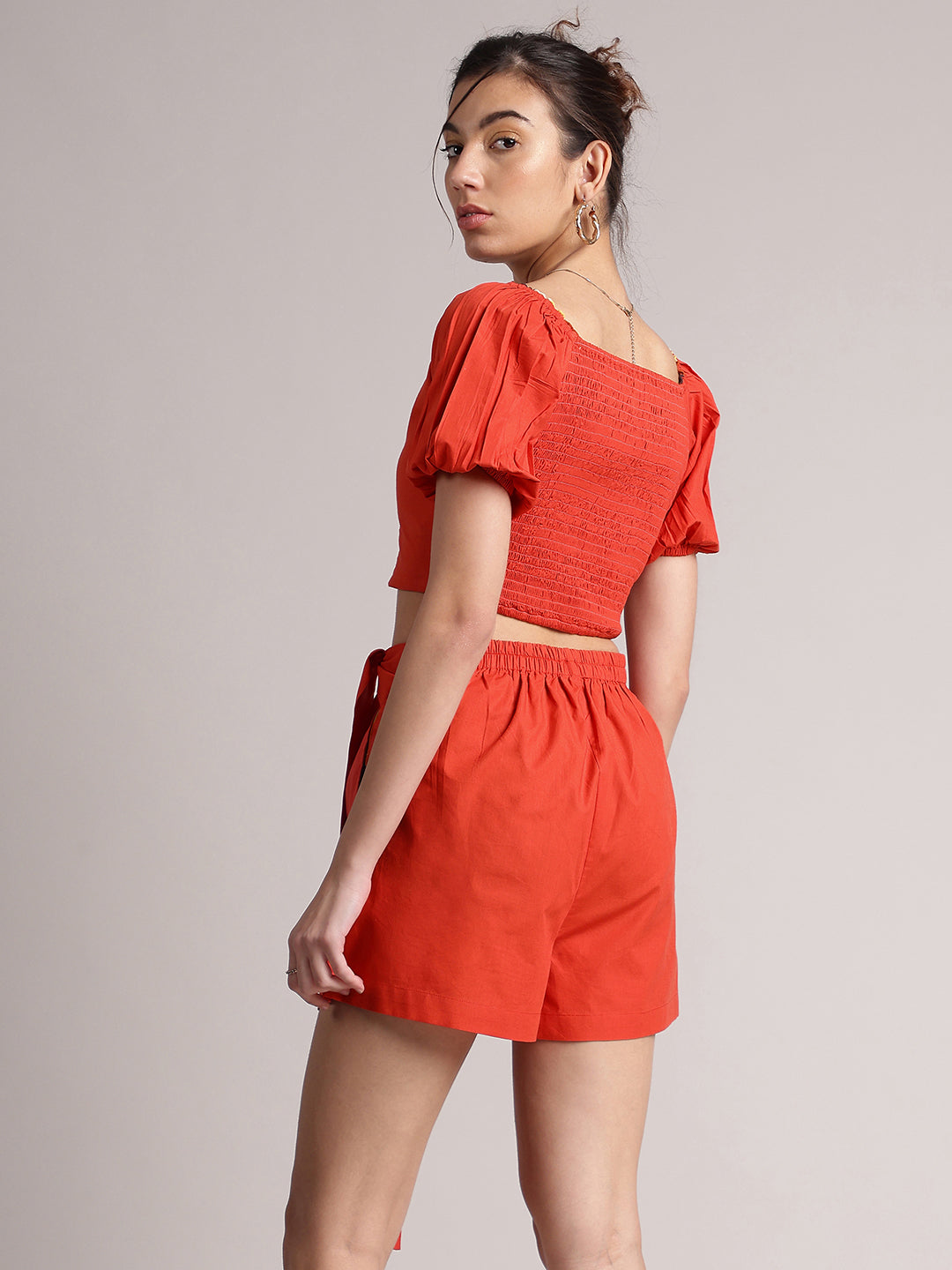 Zaccai Women's Rust Poplin Solid Co-Ords