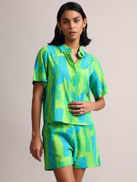 Thumbnail for Zaccai Women's Lime Cambric Abstract Dress