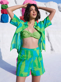 Thumbnail for Zaccai Women's Lime Cambric Abstract Dress